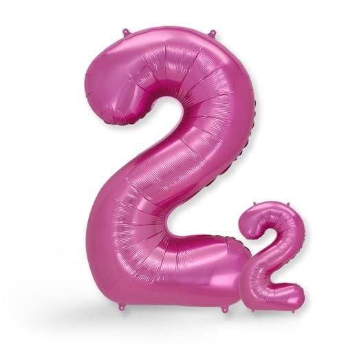 FUNXGO Palloncino Numero 2 rosa - Gigante Palloncini Compleanno 2 Anni - Vola con l'Elio - Feste Decorazione di Compleanno Palloncino 2 rosa