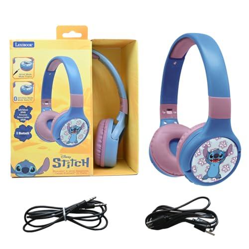 Lexibook, Disney Stitch, Cuffie Bluetooth e via cavo 2 in 1 con microfono e pulsante di controllo, pieghevoli e regolabili, batteria ricaricabile a lunga durata, Blu, HPBT010D