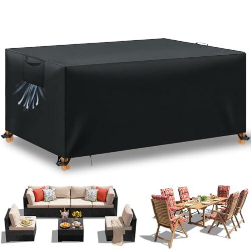 WUAYAMI Copertura Tavolo Esterno Impermeabile,Panno 420D Oxford Impermeabile Copertura,Tavoli e Sedie da Cortile Raggi UV, Quadrato Resistente Allo Strappo Copertura Tavolo (Nero, 150x90x75cm)