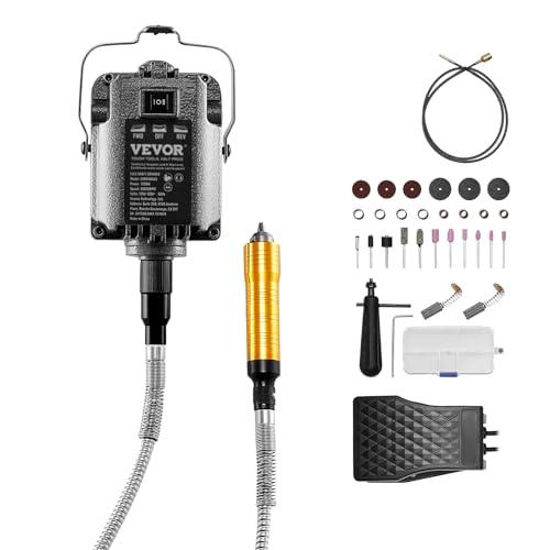 VEVOR Smerigliatrice ad Albero Flessibile, 1000 W 30000 giri/min, Utensile Rotante Elettrico ad Albero, Macchina per Smerigliatura Sospesa con 31 Accessori e Pedale per Intaglio, lucidatura, Foratura