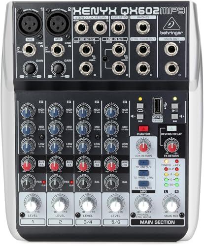 BEHRINGER QX602-MP3 XENYX MIXER 6 CANALI LETTORE MP3/USB EFFETTI VOCE KARAOKE REVERBERO/DELAY +48V