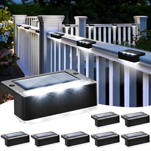 Solpex Lampade solari per esterni, 8 pezzi, luce bianca per scale, luci solari impermeabili, illuminazione a LED per scale esterne, decorazione (nero)