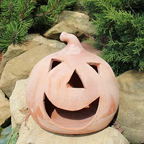 Zucca di Halloween Lanterna Terracotta (23cm) 100% made in Italy lavorato a mano al tornio (non a stampo) Porta candele interno casa esterno giardino