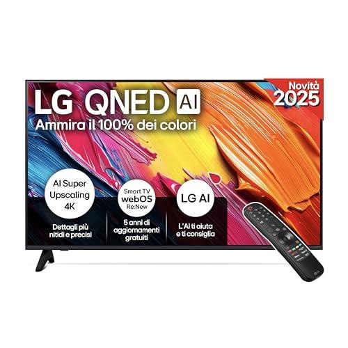 LG QNED AI QNED70 43 pollici, Smart TV 4K, Processore α7 Gen8, Dynamic QNED Color, webOS con AI e telecomando puntatore AI, Gaming con VRR 4K@60Hz, 43QNED70A6A 2025