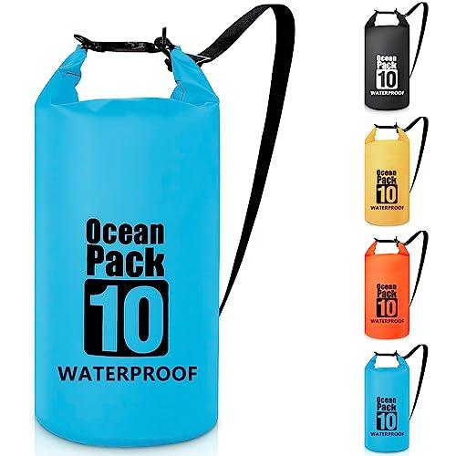 Invool Borse Impermeabili, 5L/10L/20L/30L Dry Bag Sacco Impermeabile con Tracolla Regolabile, Sacche Stagne Impermeabili per Sport Acquatici, Campeggio, Rafting, Kayak, Pesca, Escursionismo