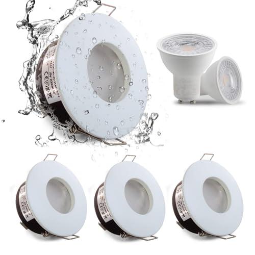 Sweier Faretti LED Soffitto Incasso Cartongesso GU10 5W, IP65 Faretti da Incasso Bagno, 3000K Bianco Caldo Faretto LED Incasso per Cucina e Soggiorno, 68-75mm cut-out, Nichel, Set di 4