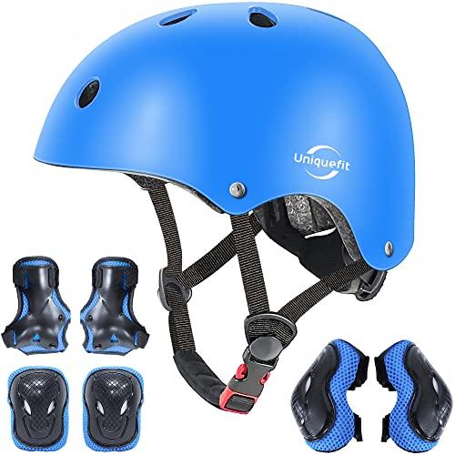 casco regolabile per bambini e set di protezioni ginocchiere gomitiere polsiere (pink, S(3-8 Years Old))