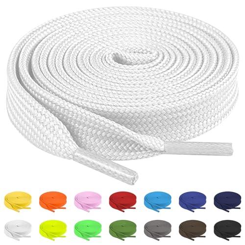 TBOC Lacci Laccetti Stringhe Piatti Bianco Laccio [90 cm] Scarpe Sneakers Scarponi Compatibile con Timberland Nike Air Force Jordan Dr Martens Adidas Converse Bambini Adulti Trekking