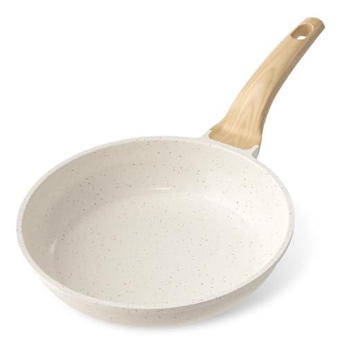 YASHE Padella Antiaderente da 20 cm, Padella con Rivestimento in Granito per Uova, Pancake e Bacon, Compatibile con Induzione, Facile da Pulire, Senza PFOA con Manico Resistenti al Calore
