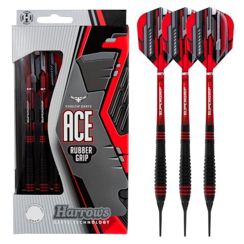 Harrows Ace Set di Freccette con Punta Morbida in Ottone e Gomma da 16 e 18 g - Include Aste Supergrip, Alette Micron Marathon e Pratica Custodia da Viaggio - Set da 10 Pezzi (16g)