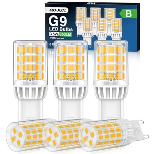 QOJUX Lampadina G9 3.5W 650LM, Equivalente a 50W Lampada Alogena, 2700K Lampadine G9 LED Luce Calda Risparmio energetico, Angolo a fascio 360°, AC 220-240V, Non Dimmerabile, Confezione da 6