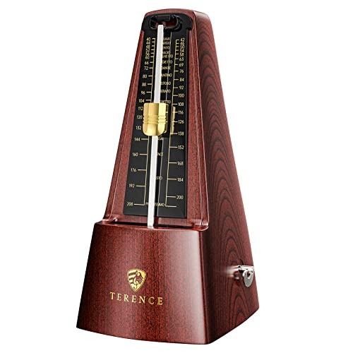 TERENCE Metronomo Meccanico Metronomo Alta Precisione per Pianoforte Tamburo Violino Chitarra Basso Suono Forte Tempo da 40 a 208 bpm Metronomi per Principianti Adulti e Bambini Colore Noce
