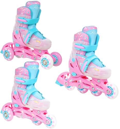 Raven - Pattini a rotelle per bambini, ragazze, adulti, bambini - Pattini a rotelle 3 in 1 con pattini quad, per principianti - Regolabili - Caramell, 30-33 (18,5-20,5cm)