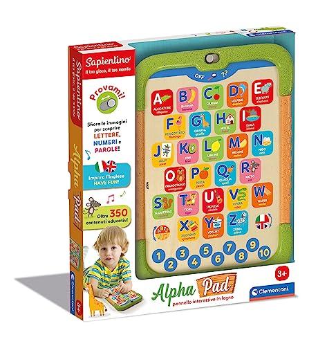 Clementoni - 16427 - Sapientino - Alpha Pad - Alfabetiere Interattivo, Gioco Educativo 3 Anni Elettronico Parlante, Lettere e Parole, Approccio alla Lettura, Bilingue, Batterie Incluse