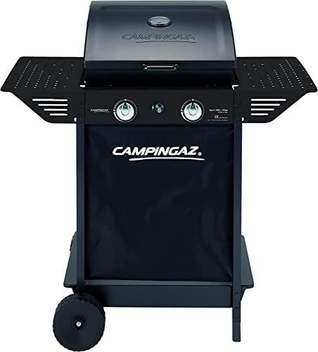 Campingaz Xpert 100 LS Plus Rocky Barbecue Gas per Pietra Volcanica, BBQ Gas con 2 bruciatori, 7,1 kW di potenza, 2 griglie in acciaio cromato, 2 tavolini laterali e rocce di lava