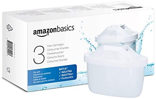 Amazon Basics Filtri per acqua, confezione da 3, adatto e compatibile con tutte le caraffe BRITA, incluse le caraffe PerfectFit e Amazon Basic