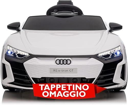 Audi RS e-tron GT Macchina Elettrica Per Bambini 12V con Sedile in Pelle Tappetino Omaggio | Auto Elettrica per Bambini Full Optional (Bianco)