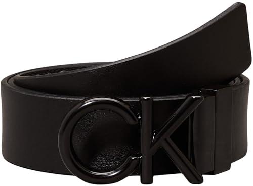 Calvin Klein Uomo Cintura Metal Bombe Mono Reversibile, Nero (Ck Black Smooth/Classic Mono), 110 cm