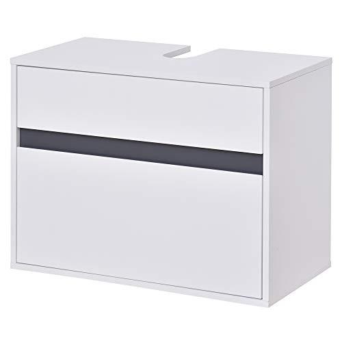 HOMCOM Mobiletto Sottolavabo e Copricolonna per il Bagno, in Legno Bianco con 2 Cassetti e Taglio a U, 67 x 36 x 52cm