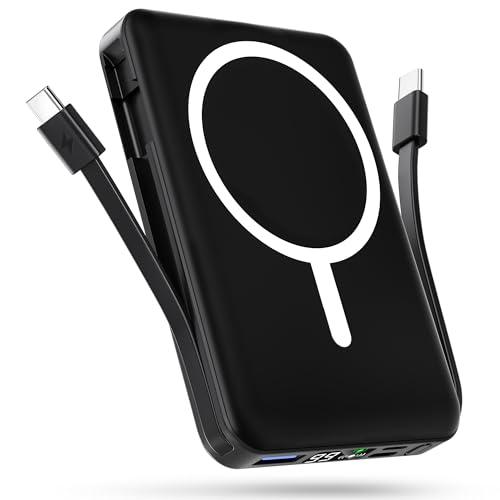 Podoru Powerbank per Mag-safe, 10000mAh Power Bank Magnetico, Powerbank Wireless PD 20W Ricarica Rapida, Caricatore Wireless Portatile per iPhone 17/16/15/14/13/12 Tutto Series-Nero