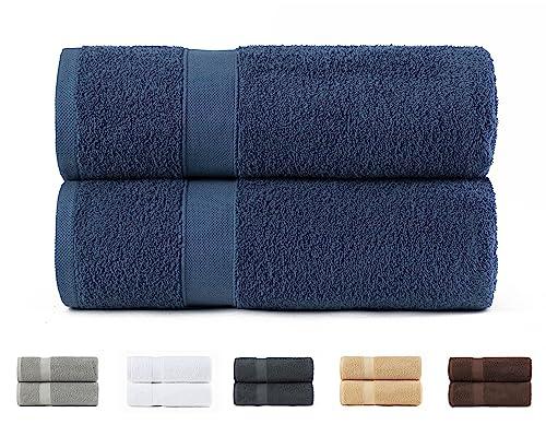 Todocama - Set di 2 asciugamani da bagno grandi, 100% cotone da 550 g/m², extra morbidi, altamente assorbenti e ad asciugatura rapida, 100 x 150 cm, colore blu navy