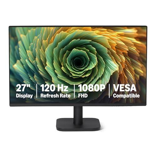 Amazon Basics - Monitor per Computer da 68,6 cm 120 Hz, FHD 1080 P, HDMI, DP, VGA, Compatibile VESA, per Ufficio, Casa, Nero