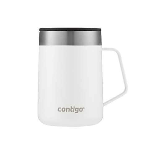 Contigo Streeterville Desk Mug, Tazza da caffè Isolata con Impugnatura in Acciaio Inox, Tazza Coffee To Go con Coperchio, Mantiene Caldi caffè e tè Fino a 5 Ore, Ottimale per Ufficio e Casa, 410 ml