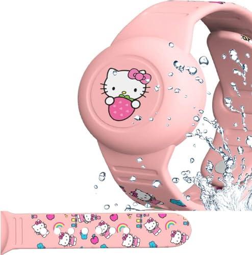 Bambini Impermeabile per Bracciale Airtag: WUZUN Simpatico Cartone Animato Regolabile Nascosto per Supporto Apple Air Tag, Custodia Cinturino Tracker GPS Anti-Smarrimento in Silicone (Gatto)