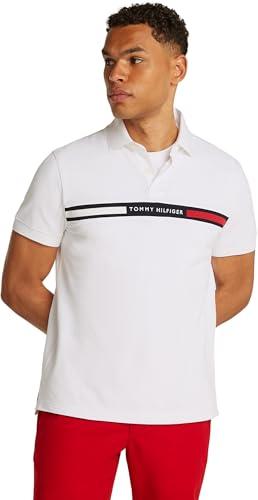 Tommy Hilfiger Uomo Maglietta Polo Maniche Chest Insert Regular Fit, Bianco (White), M