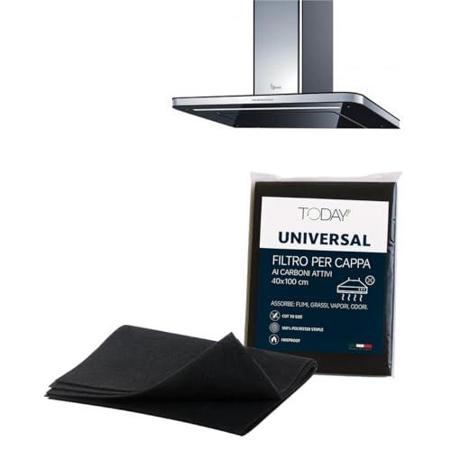 Today – Filtro Universale ai Carboni Attivi per Cappe da Cucina 40x100 cm – Ritagliabile, Antiodore, Trattiene Grasso e Umidità – Autoestinguente – Made in Italy