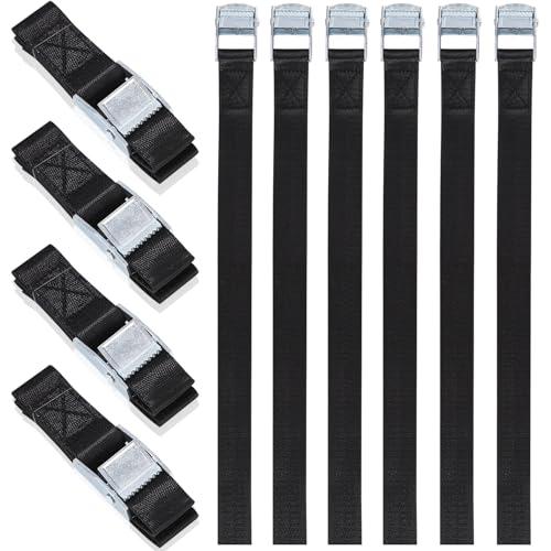 LEAZZLE 10 Pezzi 25mm x 50cm Cinghie di Fissaggio, Cinghia a Cricchetto, Portata 250 KG, Cinghia Fissaggio, Fasce a Cricchetto, per Moto, Portabici, Bici, Camion, Bagaglio, Rimorchi (Nero)