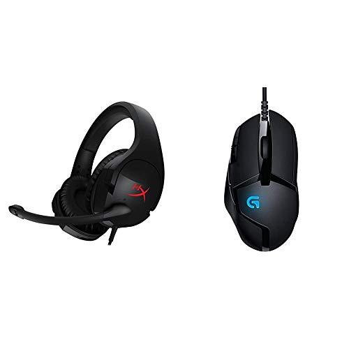 HyperX HX-HSCS-BK Cloud Stinger, Cuffie Gaming, Nero & Logitech G402 Hyperion Fury FPS Mouse Gaming, 4000 DPI, Design Leggero, 8 Pulsanti Programmabili, Compatibile con PC/Mac/Laptop, Nero