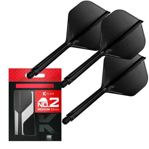 Target Darts K Flex Voli e Steli Integrati per Freccette, No.2 Nero (Medio) | Confezione da 3 K-Flex – No2, Kflex all in One Moulded Dart Flight & STEM | Accessori Professionali Freccette