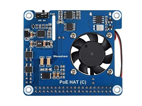 Waveshare PoE HAT (C) For Raspberry Pi 3B+/4B, 802.3af/at Power-Sourcing Equipment Required
