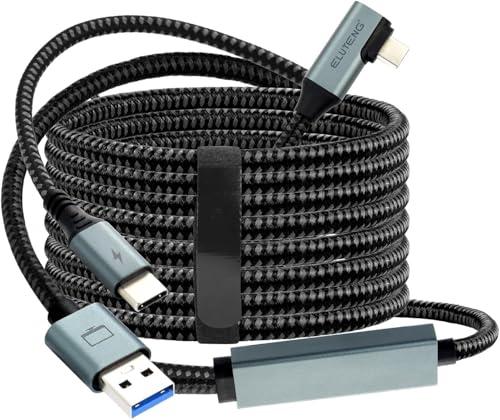 ELUTENG Cavo Link 5m Compatibile con Meta Oculus Quest 3 2 Pro Pico 4 Cavo da USB 3.0 a Type-C Cable per Cuffie VR e PC da Gioco Cavo di Collegamento con Trasferimento Dati 5Gbps Accessori PC Steam VR