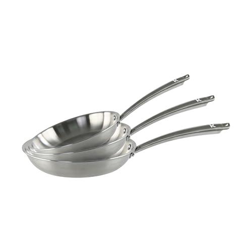 KAMBERG - Cofanetto 3 padelle Ø20 – 24 – 28 cm in acciaio inox 18/10 triply – senza PFAS – Tutti i piani cottura inclusi induzione e forno – 0008282, grigio