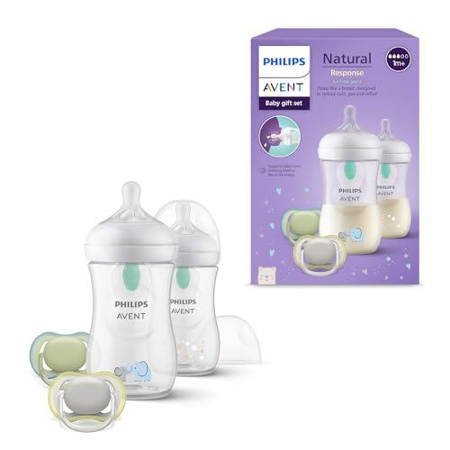 Philips Avent Natural Response set regalo per bambini: 2 biberon anti-coliche da 260 ml con tettarella flusso 3 (1m+) 2 ciucci ultra air (modello SCD657/12)