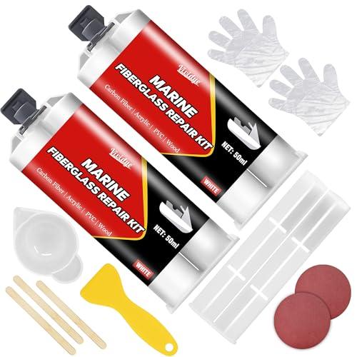 100 ml Kit Vetroresina, Kit di Riparazione in Vetroresina Marina per Riparare Crepe, Fori in Barca, Moto d'Acqua, Yacht, Tavola da Surf e Altri Veicoli Acquatici, Vetroresina Kit Riparazione