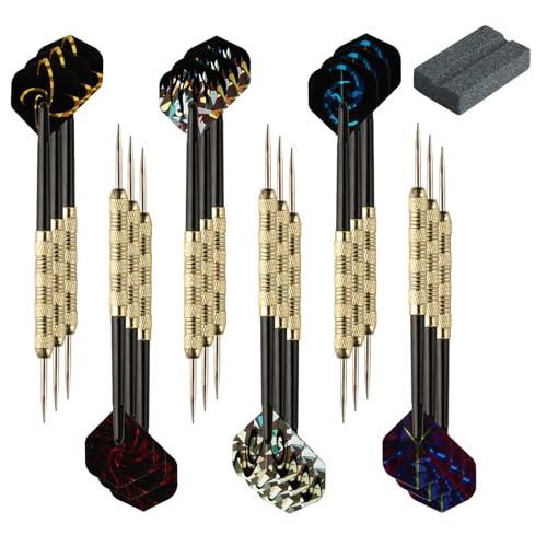 18 freccette in metallo, freccette in acciaio, set professionale con fusto e alette per principianti e hobbisti, con 1 V