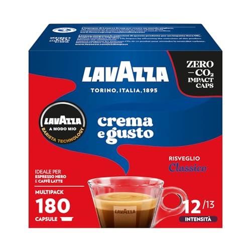 Lavazza, A Modo Mio Crema e Gusto Classico, 180 Capsule Caffè, per un Espresso con Note di Cioccolato e Frutta Secca, Arabica e Robusta, Intensità 12/13, Tostatura Media, 5 Confezioni da 36 Capsule