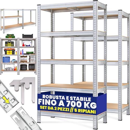 Monzana® 2x Scaffale Alta Portata Metallo 5 Ripiani MDF 170x75x30 350kg Scaffali Officina Magazzino Garage Scaffalatura
