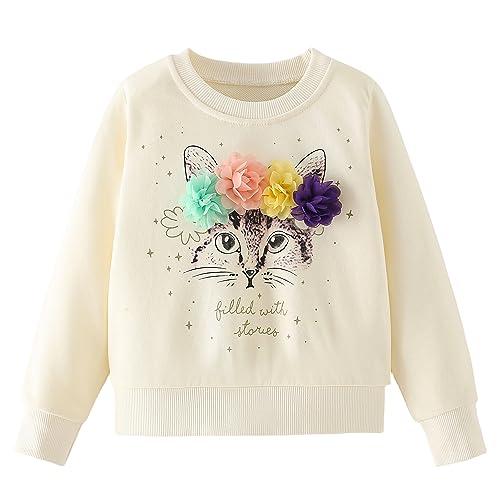 Codkkre Felpa Senza Cappuccio Bambina Cotone Pullover Ragazza Casuale Felpa Maniche Lunghe Bambina 2-7 Anni, Stile 7, 9 Anni