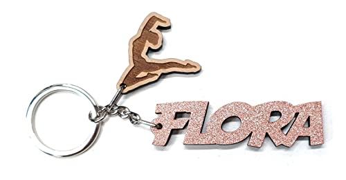Portachiavi personalizzato in legno glitterato GINNASTICA ARTISTICA, personalizzalo con il tuo nome! idee idea regalo legno personalizzato