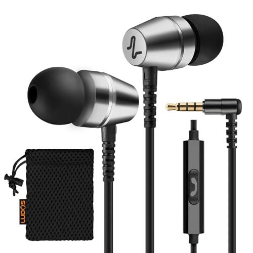 LUDOS OMNITONE Auricolari In-Ear Cuffie, Cuffiette con Filo e Microfono, 5 Anni di Garanzia, Cuffie Isolamento Acustico, Cuffiette Cellulare, Jack 3,5 mm per iPhone, Apple, Samsung, Huawei