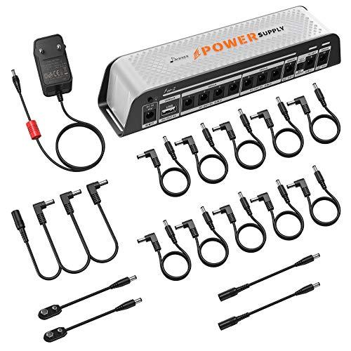 Donner Alimentatore per Pedali Chitarra 9V, 10 Uscita DC isolata con Porta USB per Pedale Effetto 9V/12V/18V Ingresso DC 18v 2000m (DP-Z)