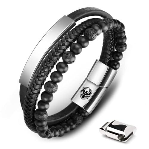 Braccialetto in Pelle Fatto a Mano Braccialetto Uomini Uomini in Pelle Con Chiusura Magnetica in Acciaio Inossidabile Braccialetto Intrecciato Per Gli Uomini E Idea Regali