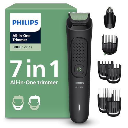 Rifinitore Philips Multigroom serie 3000 tutto in uno 7 in 1 - Rifinitore per barba e capelli, Lame autoaffilanti delicate sulla pelle, 10 impostazioni di lunghezza, Modello MG3930/15