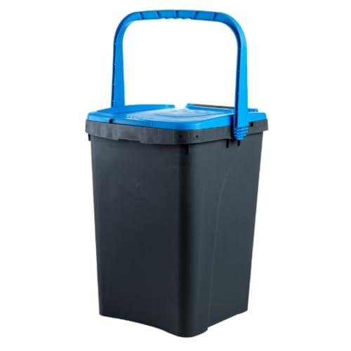 Ecoplast | Pattumiera per Raccolta Differenziata 50 Lt, Bidone Spazzatura in Plastica Riciclata, Blu, 43x41x54,4, Made in Italy