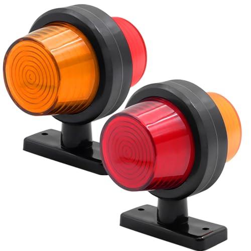 Biqiure Luce posteriore rimorchio Led Luci di Marcatura Laterale 12v 24v, Universale doppio lato Rimorchio Camion Indicatori Laterali Luci di Liquidazione 2PCS Giallo/Rosso