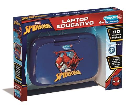 Clementoni - Computer Kid Spiderman Laptop Educativo Bambini 4+Anni, Giochi e attività Didattiche per Imparare Lettere, Numeri, Logica e Musica, Design a Tema Supereroe Marvel, Lingua Italiana, 16057